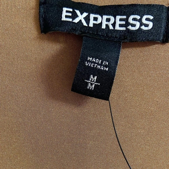 Express Blouse Crossover Deep Plunge Long Sleeve Brown Medium NWT - Picture 6 of 8